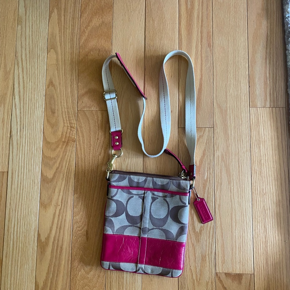 Coach Crossbody Bag in Tan and Pink